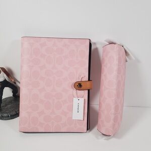 ‼️LAST SET Coach Signature Canvas Powder Pink Notebook AND Pencil Case